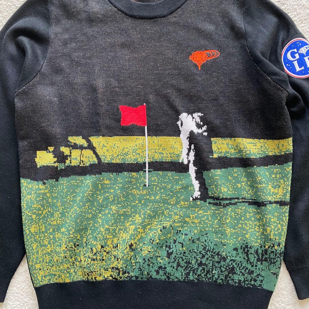 【美品】ビームスゴルフ 月面 ジャガード クルーネック ニット Lサイズ