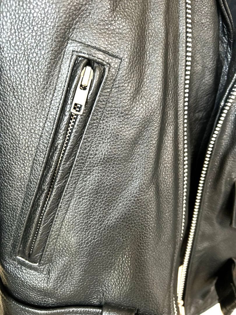 特大3ＸＬ】 Axel 牛革 ダブル ライダースジャケット ブラック