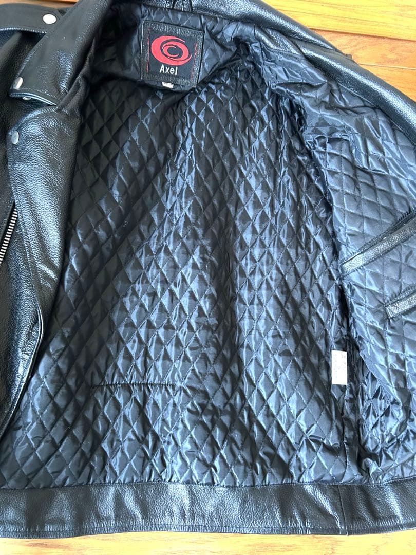 特大3ＸＬ】 Axel 牛革 ダブル ライダースジャケット ブラック