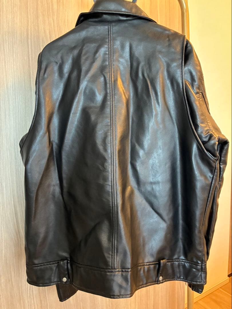 ZARA ブラック レザーライダースジャケット XL