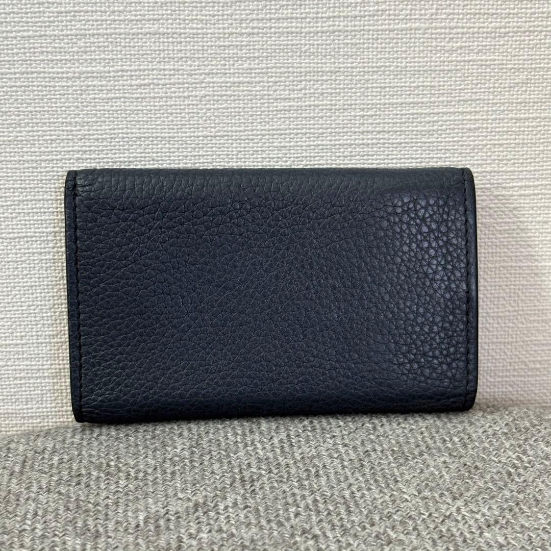 【箱付き】Prada プラダ 6連キーケース 鍵入れ ネイビー系 レザー 373