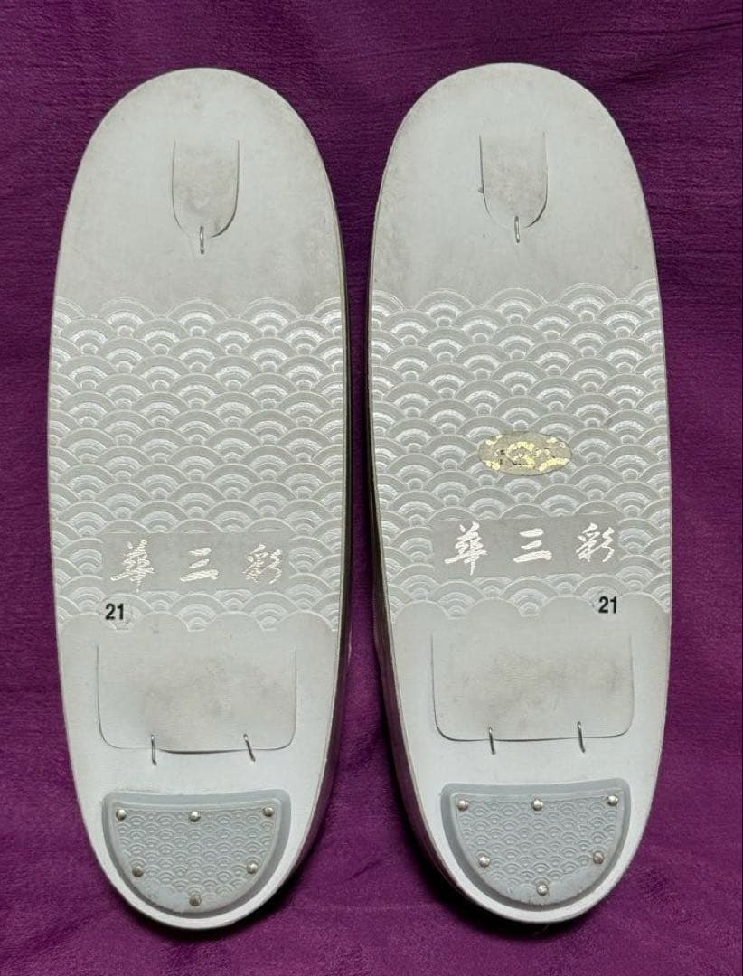 華三彩　和装バッグ＆草履セット　シルバー、淡いピンク　パール装飾　Lサイズ