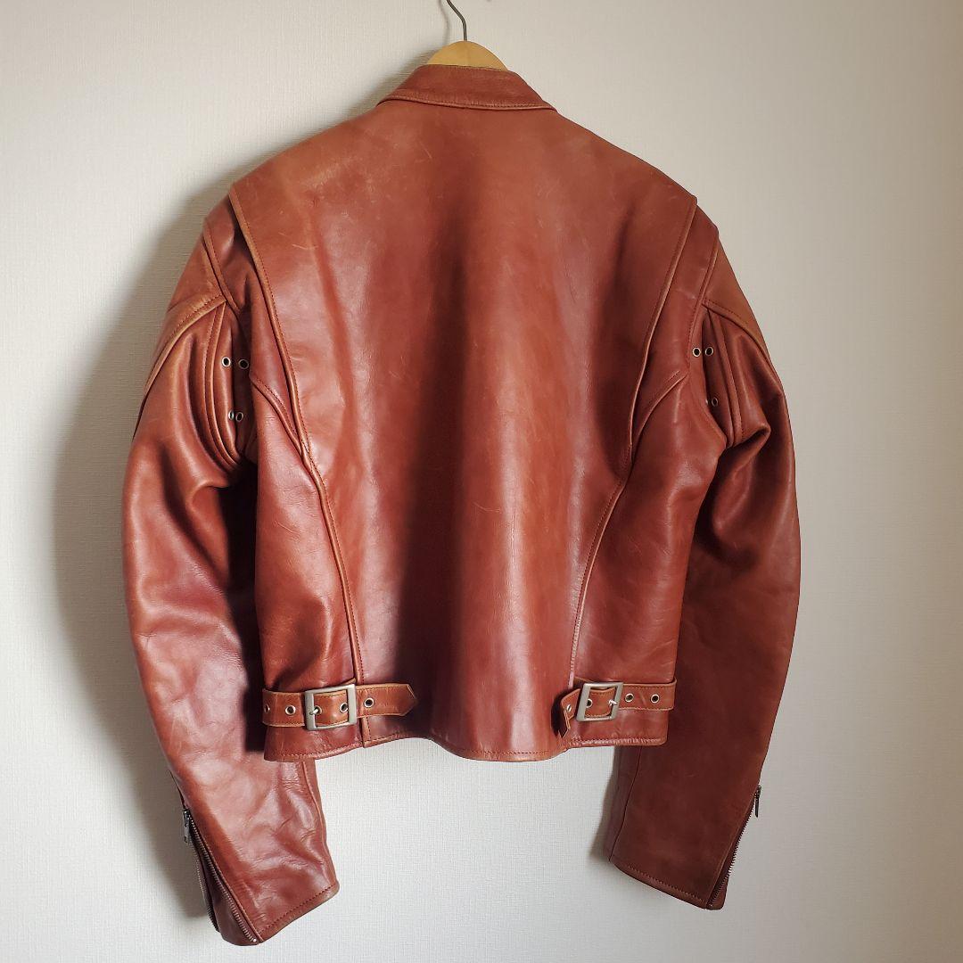 【Bikers】Lサイズ カウレザーシングルライダースジャケット レーシング　茶