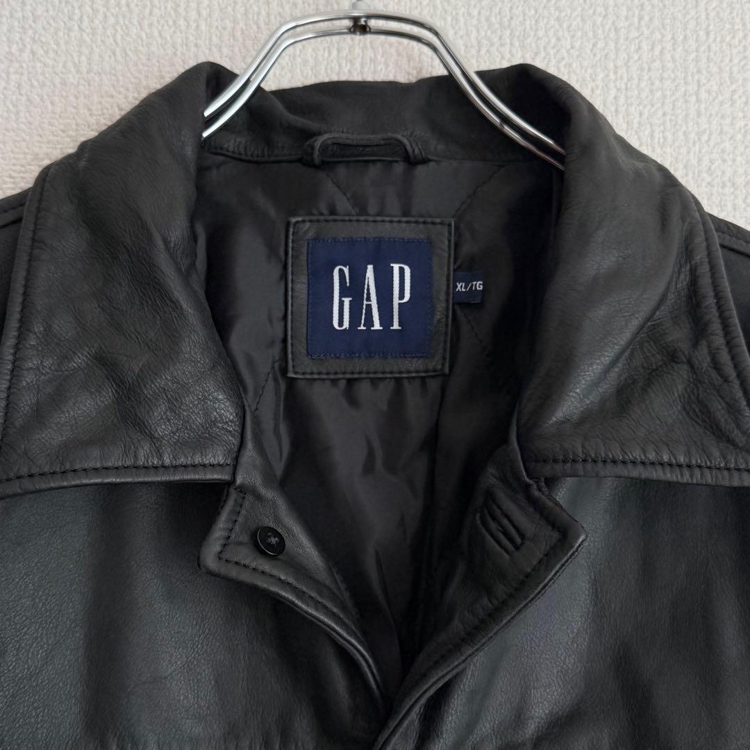 GAP カーコート ブラック 牛革 ビンテージ XL シワ