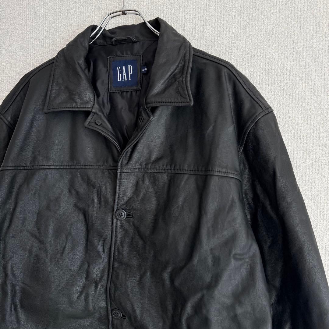 GAP カーコート ブラック 牛革 ビンテージ XL シワ