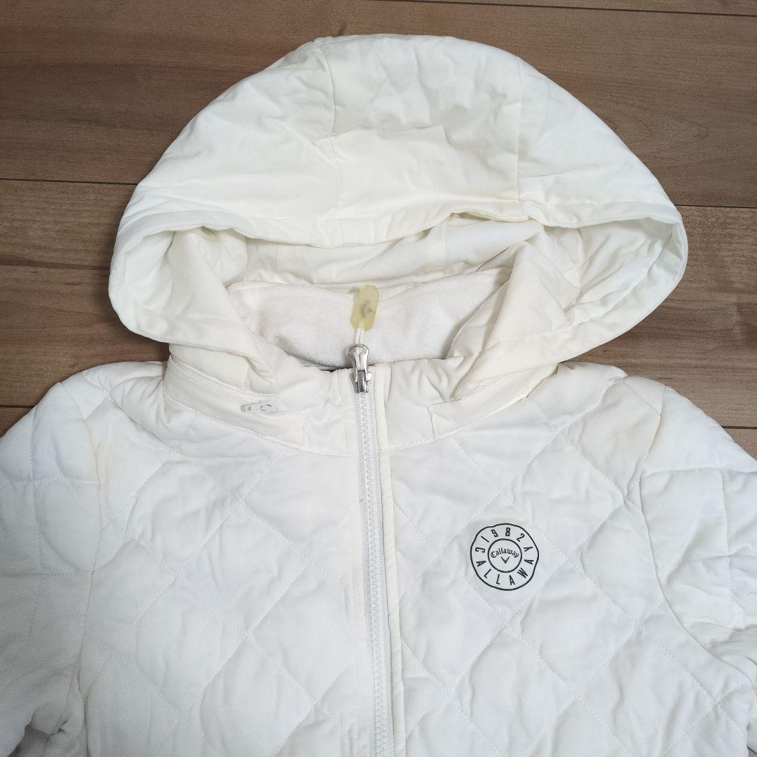 【即日発送】ホワイトキルティングジャケット フード付き