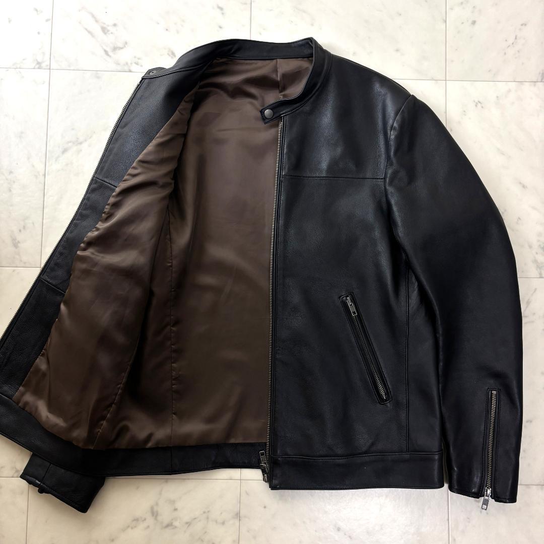 THE SHOP TK 本革 ラムレザー M シングルライダース ジャケット 黒