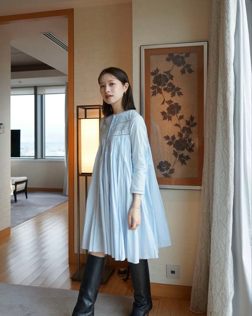 laubeblanc レースミニドレス　ライトブルー