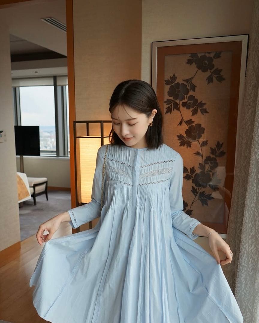 laubeblanc レースミニドレス　ライトブルー