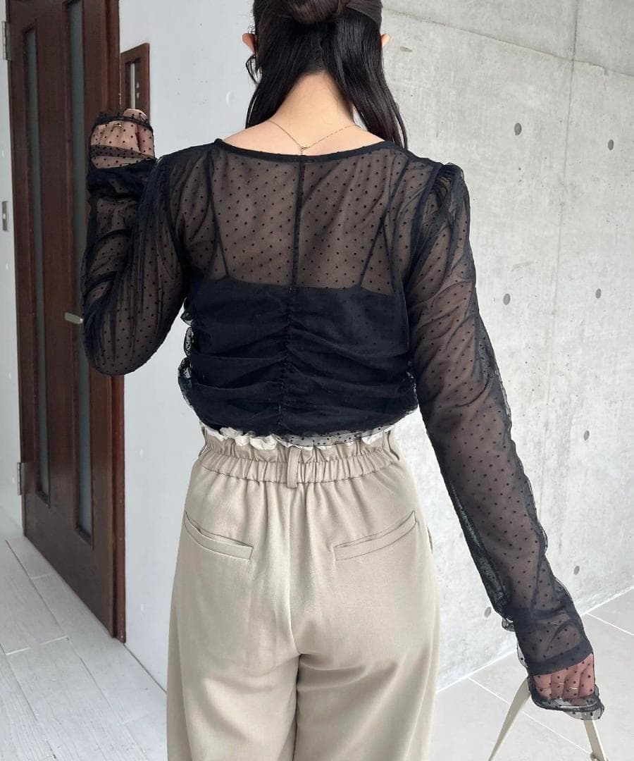 CAPRICIEUX LE'MAGE セレモニーにも◎ フロッキードットブラウス