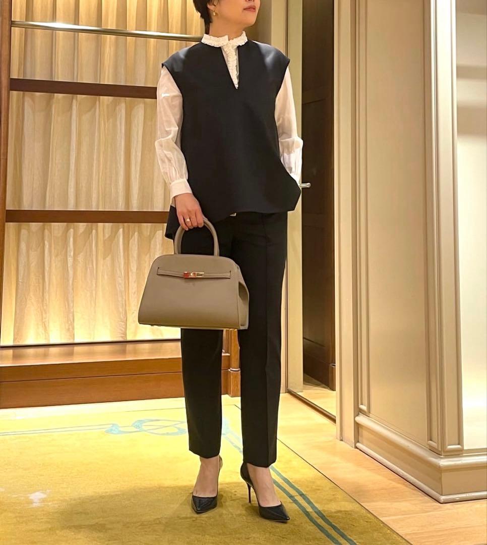 新品25ss トゥモローランド スーパーウールウィーヴ レイヤードブラウス ジレ