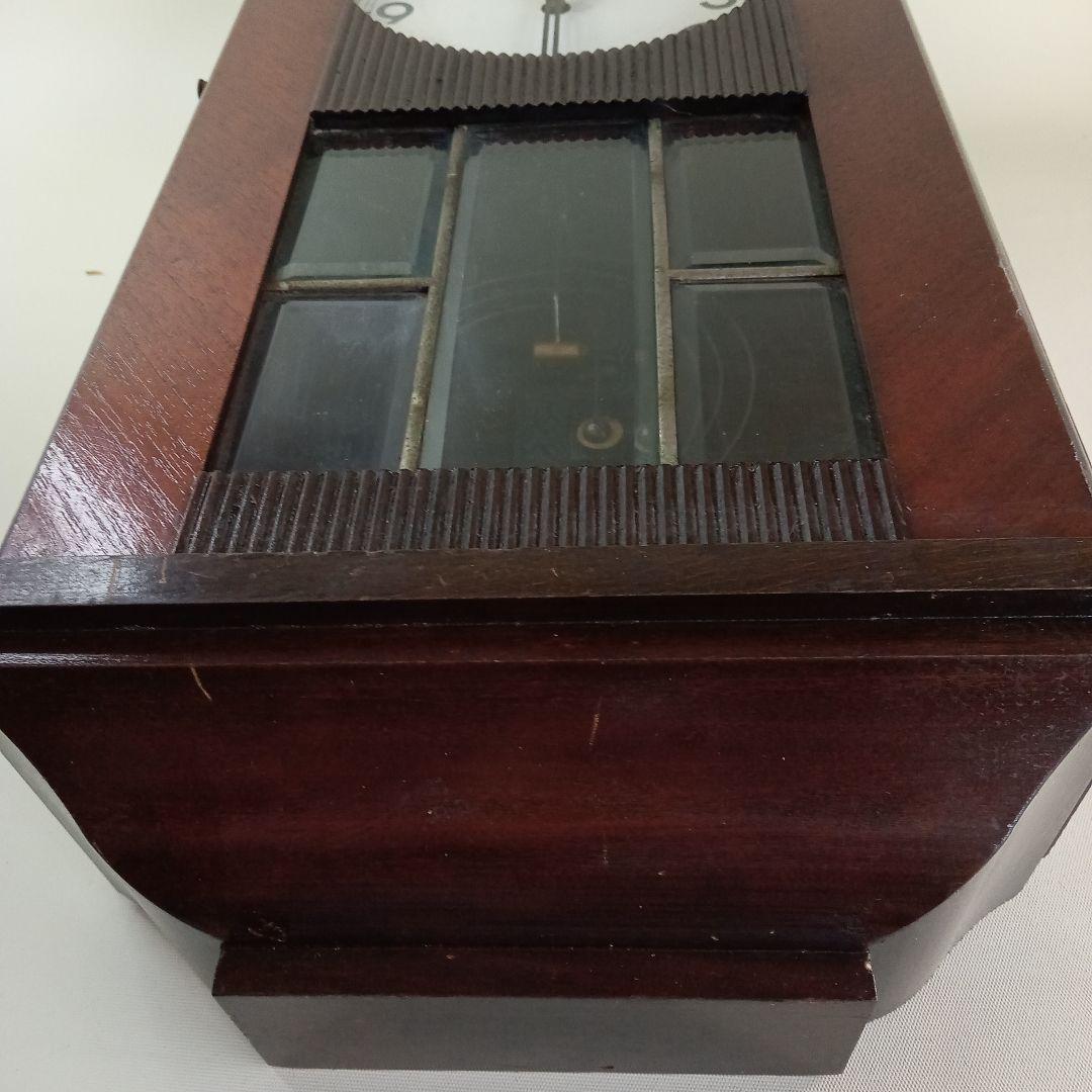 アンティーク　明治時計社　柱時計　手巻式