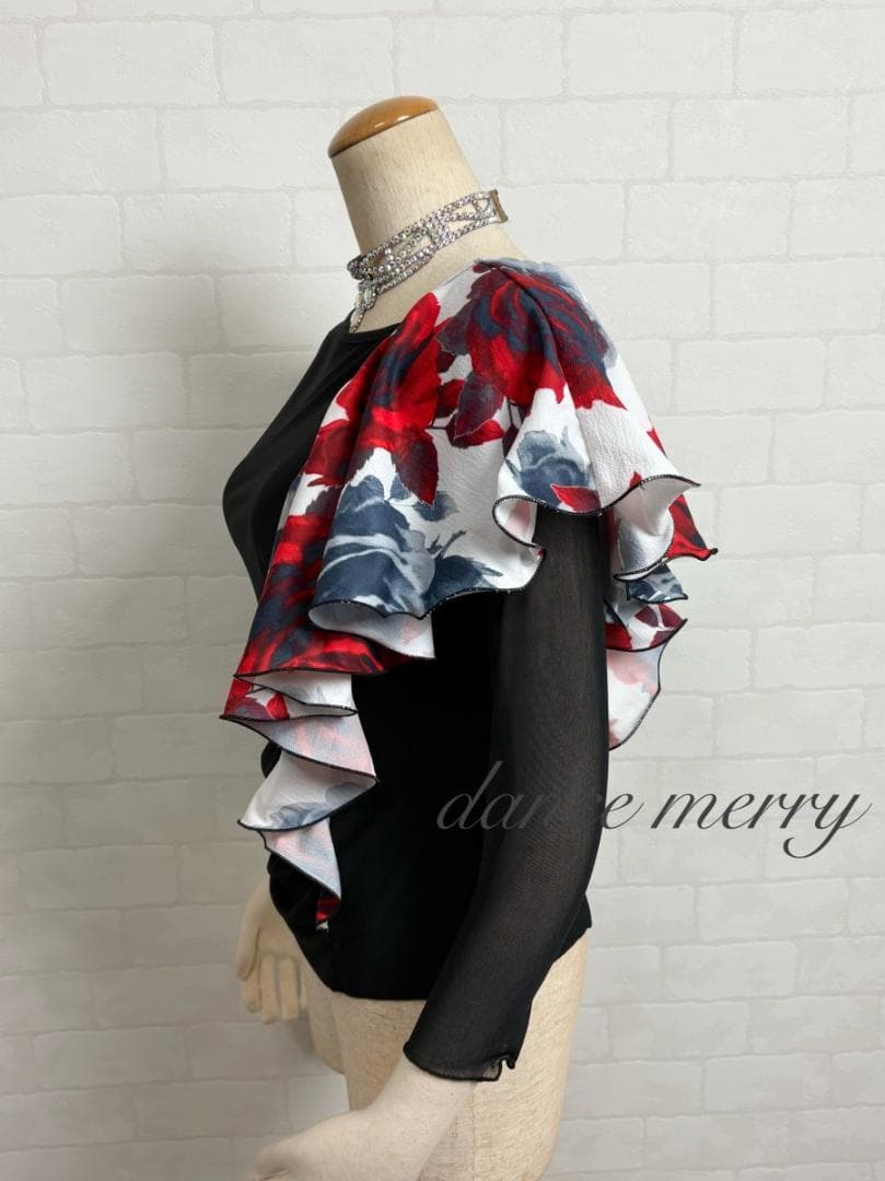 ＊新品　社交ダンス　ツーピース　黒　白　赤　タンゴ　ワルツ　パーティ　8244