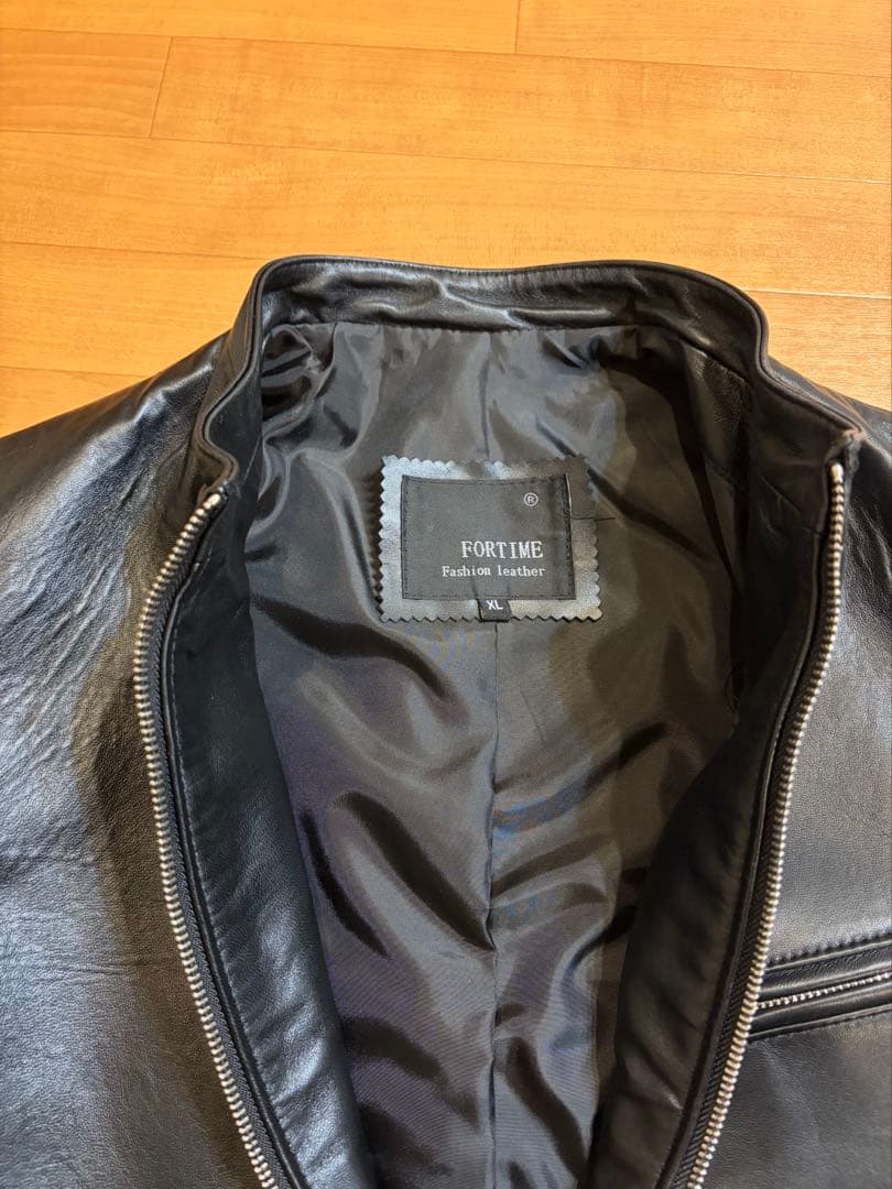 メンズ レザー ライダースジャケット 黒 ラム革