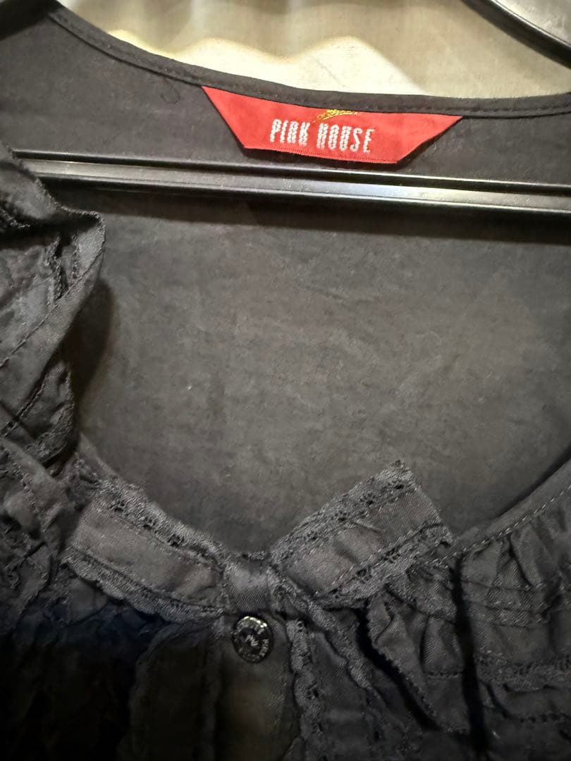 ピンクハウス黒豪華フリルワンピースカネコイサオワンダフルワールド