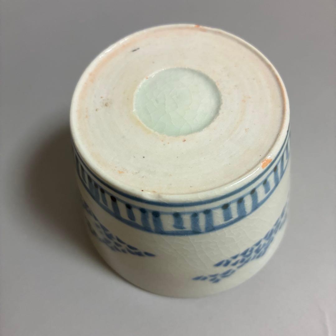 型紙摺　若葉の山遠望図　古伊万里蕎麦猪口