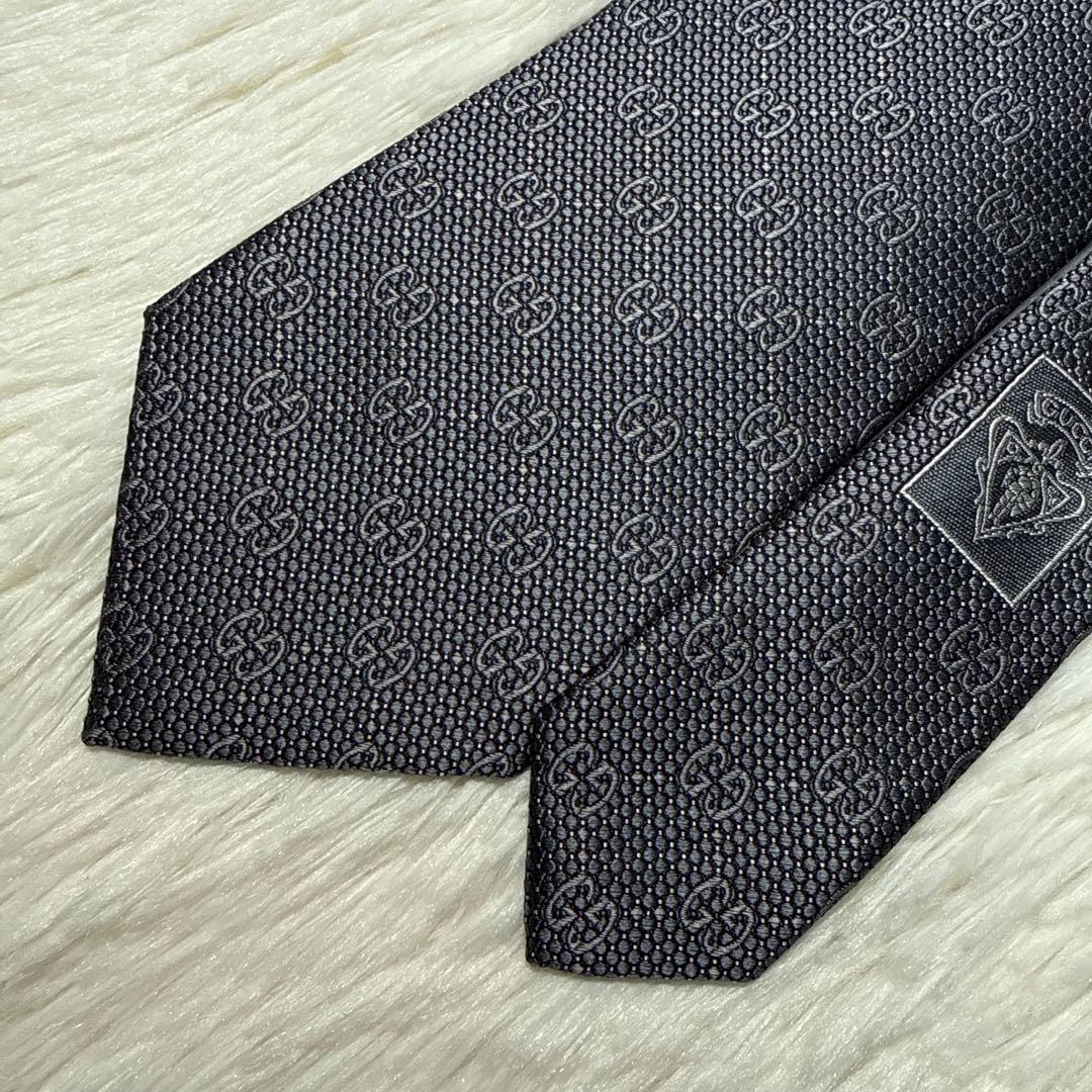 【美品】GUCCI ネクタイ　高級シルク　GG柄　グッチ