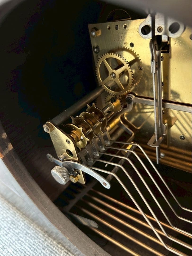 アンティーク ゼンマイ式 マントルクロック 置時計 チャイム付き 横67cm