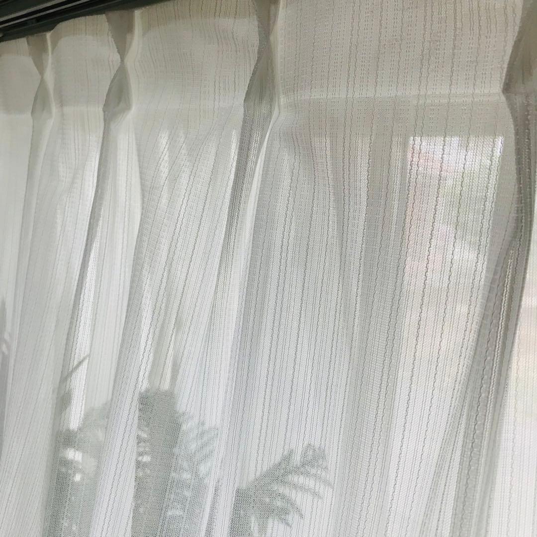 ミラーレースカーテン　ホワイト　幅150cm×丈198cm2枚
