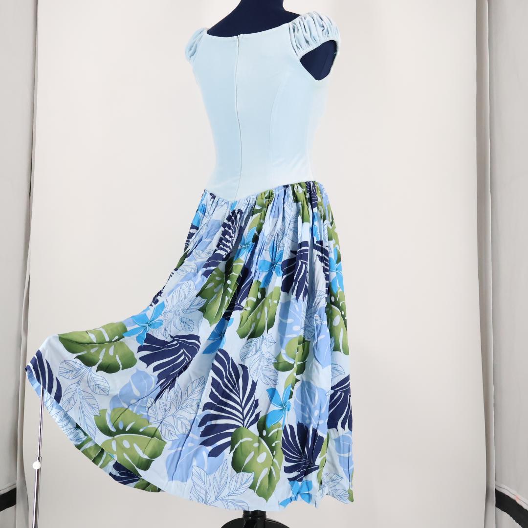 【美品 ハワイ製フラダンス用衣装】アクアブルー Pukalani Fashion