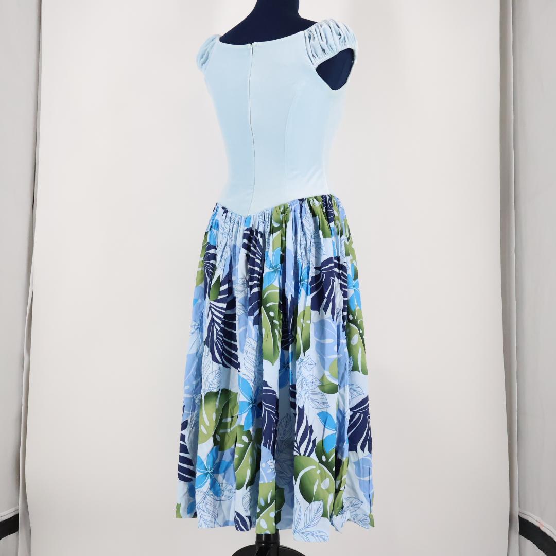 【美品 ハワイ製フラダンス用衣装】アクアブルー Pukalani Fashion