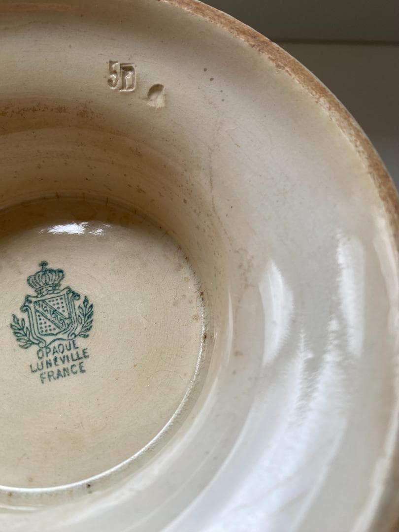 フランス アンティーク リュネビル 白釉 小ぶりのスーピエール