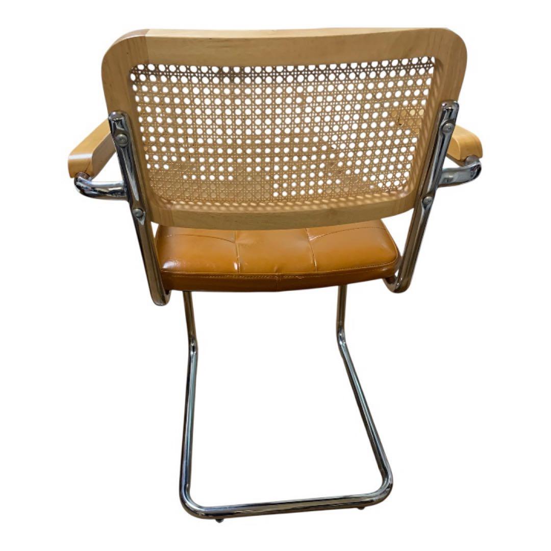 ラタンチェア ダイニングチェア アーム付き 肘掛け　ブラウン