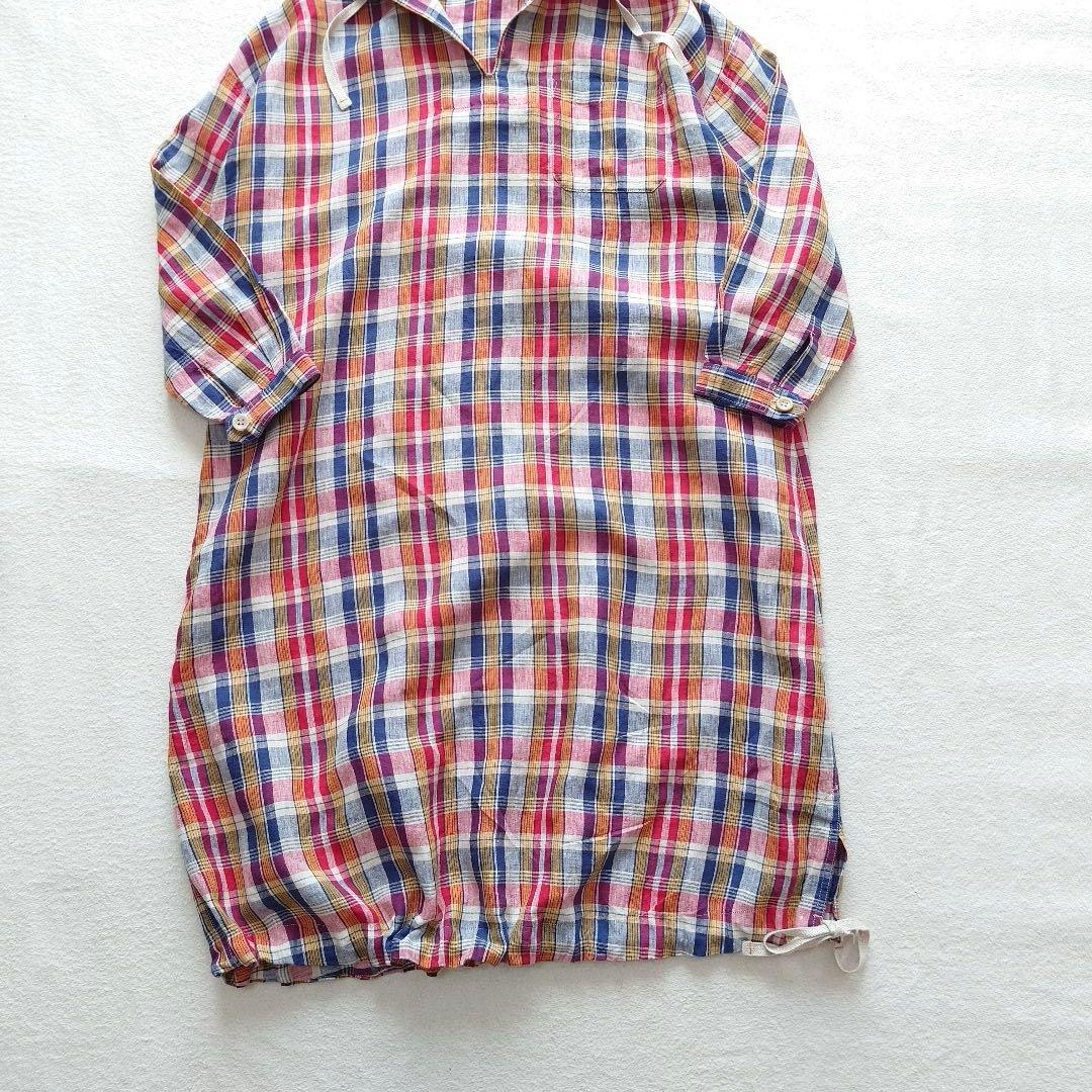 45R インドリネンマドラスのセーラードレス 45rpm