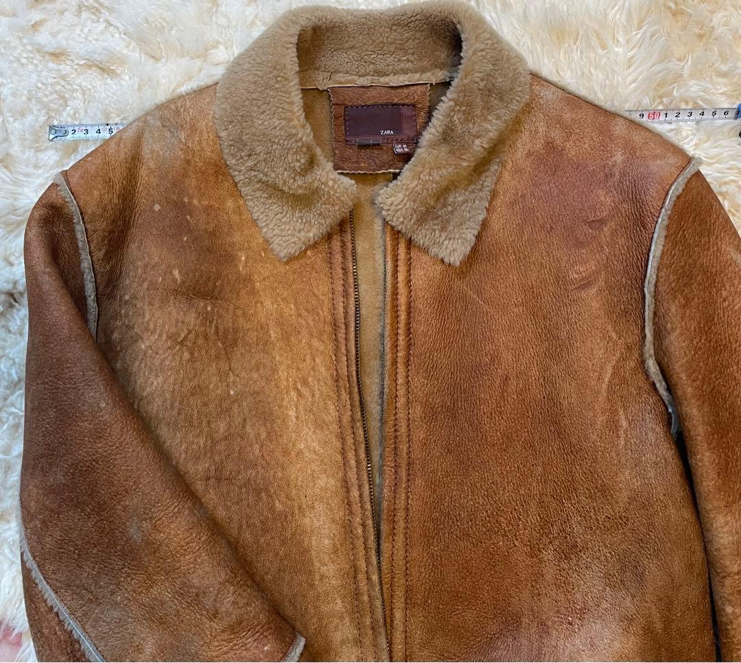 ZARA MAN リアル ムートン コート M Wフェイス ブラウン