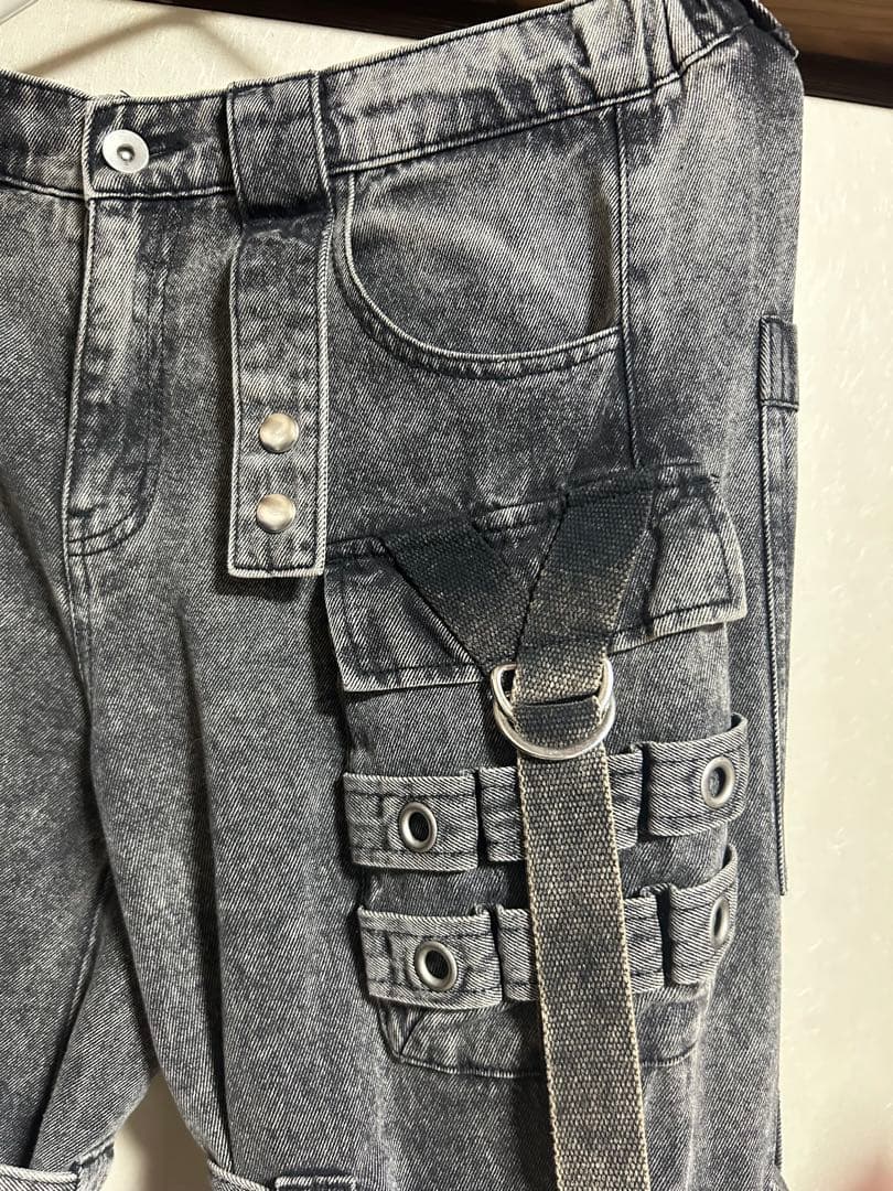 REFLEM:ロゴベルトフレアカーゴパンツ(グレー)