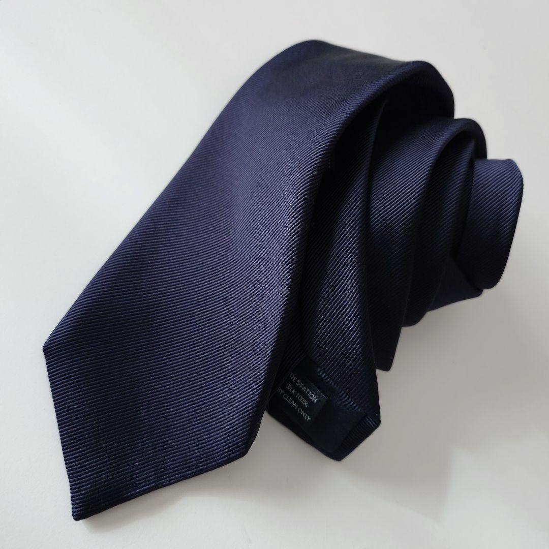 美品 TIE STATION タイステーション ネクタイ ネイビー