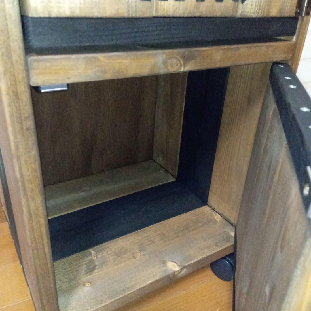 【ハンドメイド】男前キャスター付キャビネット サイドテーブル　収納棚