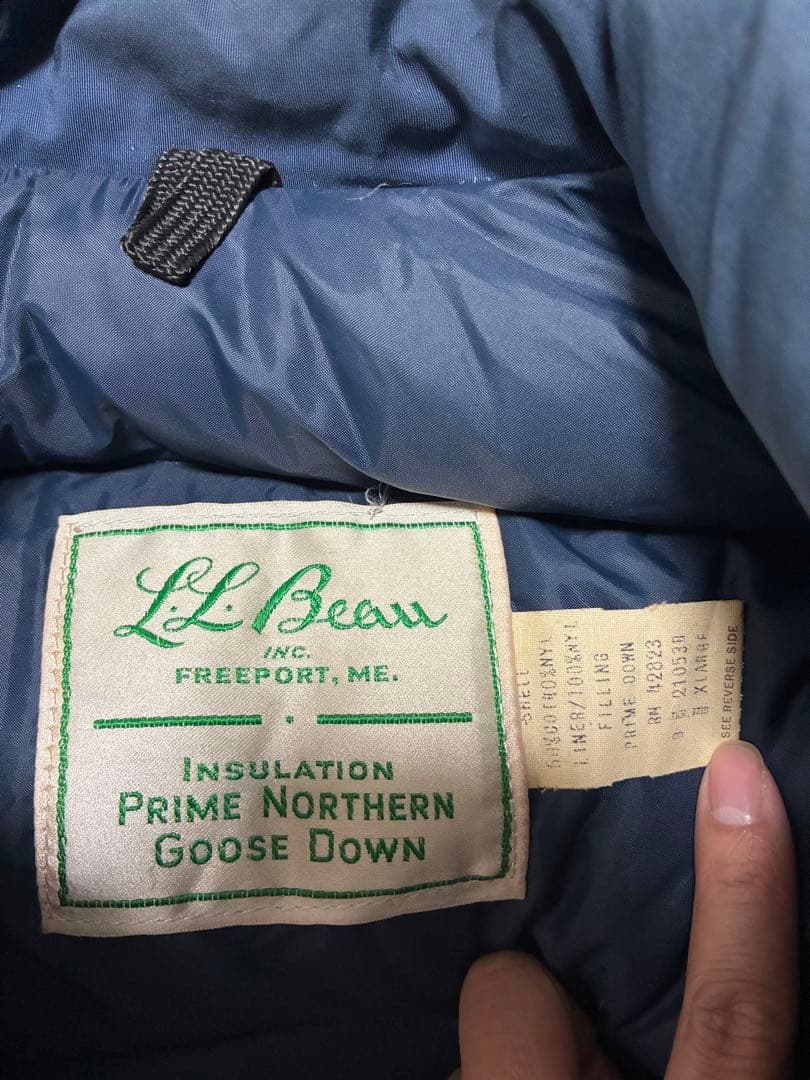 筆記体 L.L.Bean ダウンベスト XL ネイビー エルエルビーン