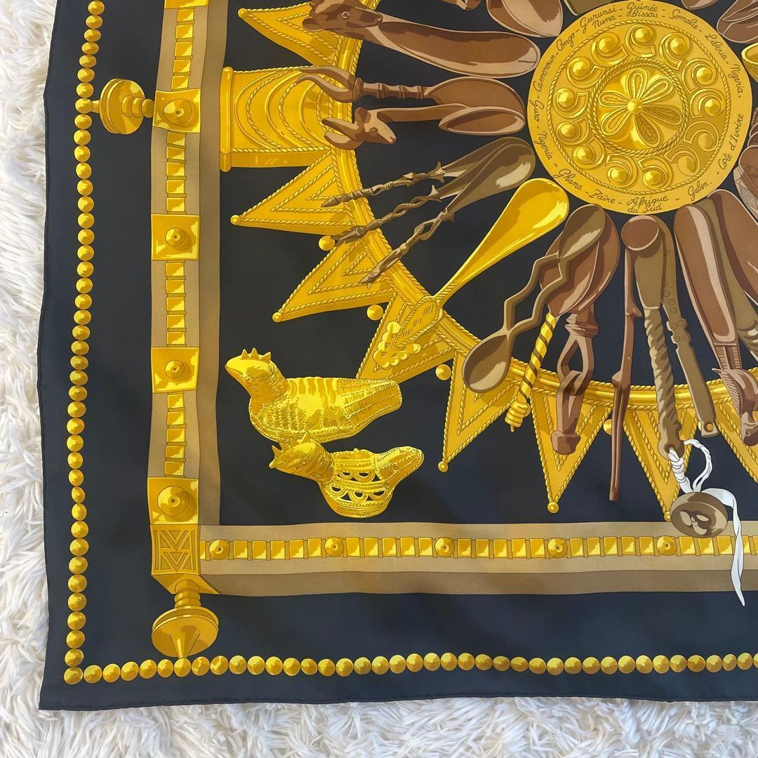 未使用級✨ エルメス カレ90 アフリカのスプーン スカーフ シルク 箱付き