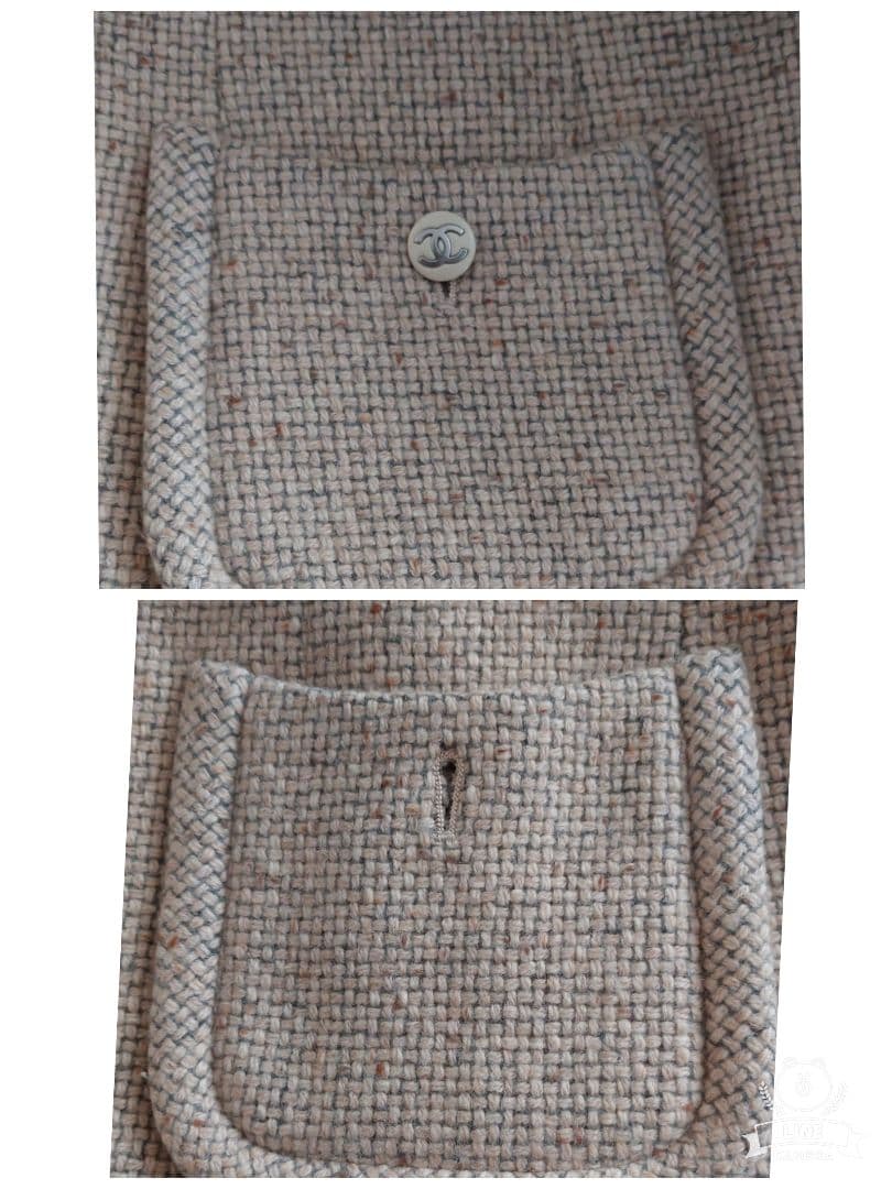 CHANEL ベージュ ツイードジャケット古着