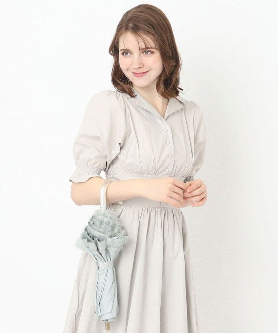 新品LANVIN en Bleu晴雨兼用折りたたみ傘 オーガンジーフリル