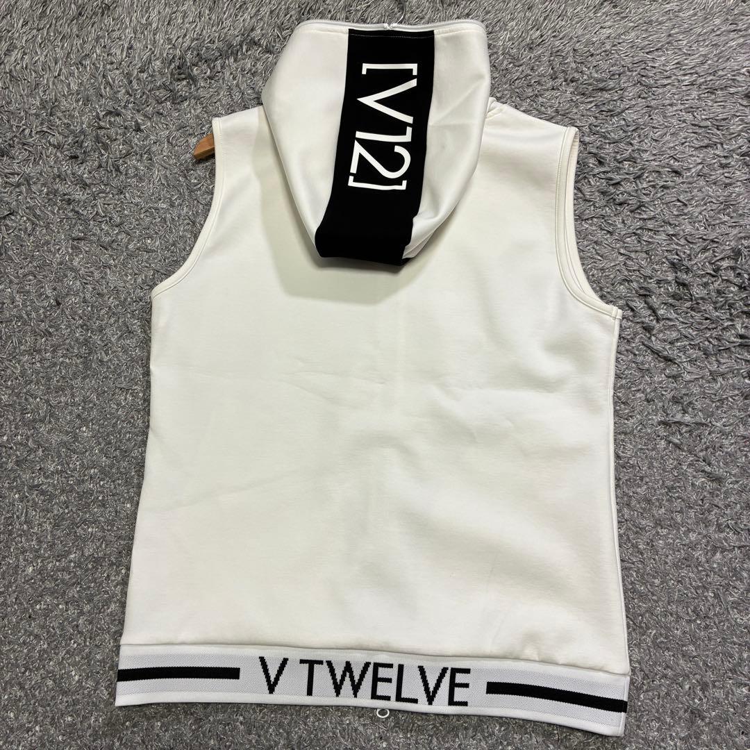 【美品】V12 ヴィトゥエルヴ LINE HOODIE VEST ホワイト M