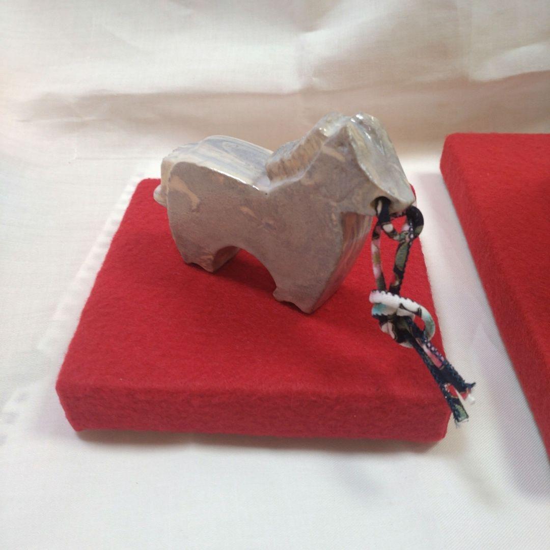 万年鏡餅「陶器」橙付き大タイプ馬の干支置物