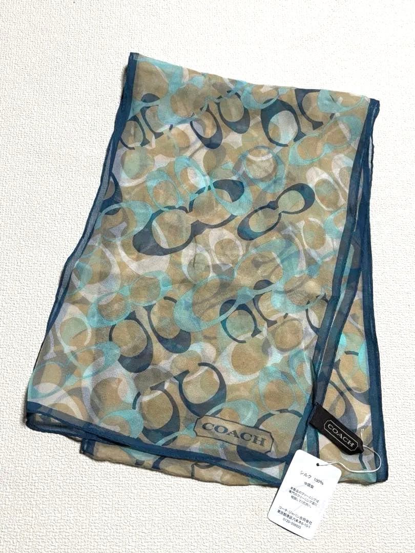 コーチ シグネチャープリントシルクスカーフ（ストール ）COACH タグ付未使用