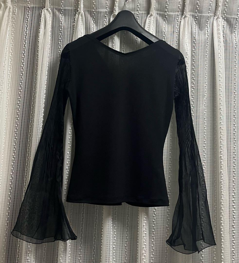 【美品】未使用に近い！社交ダンス　袖シフォン使いトップス