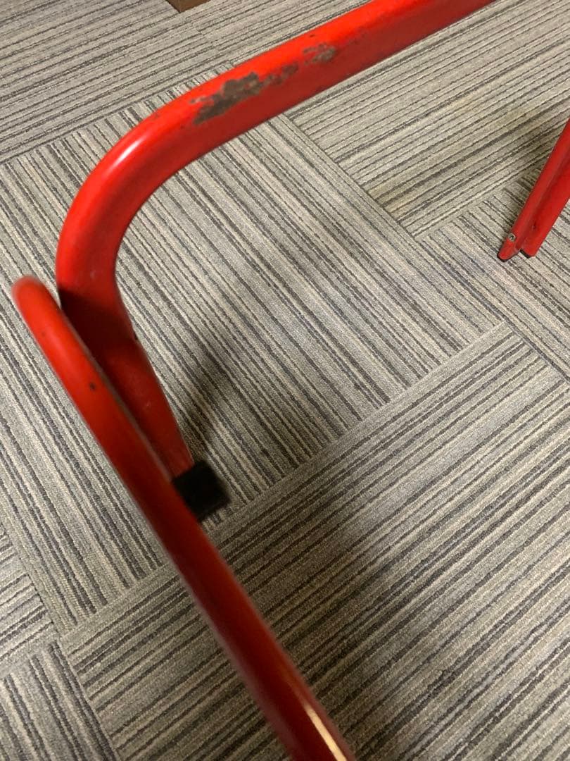 昭和レトロ　ガラステーブル　赤