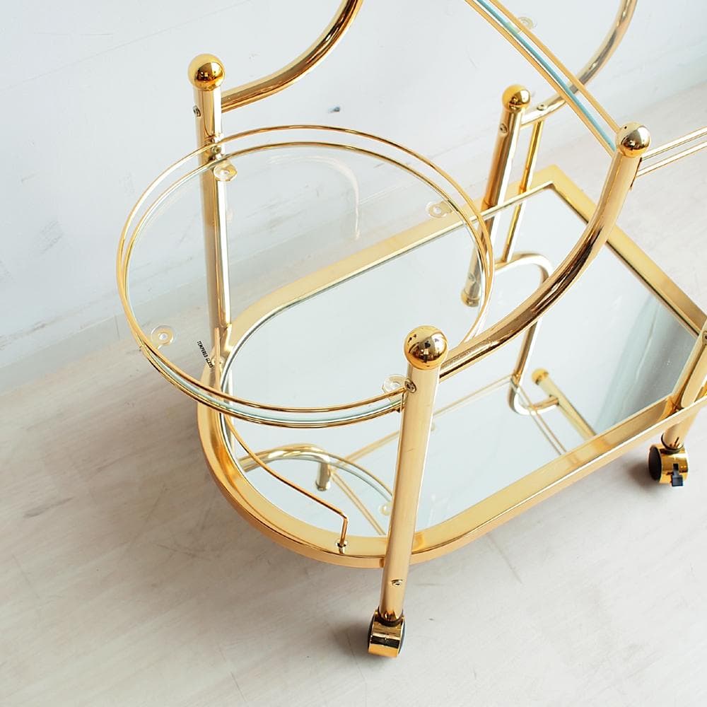 ゴールドフレーム サービスワゴン ガラス天板 エレガント ZR24073