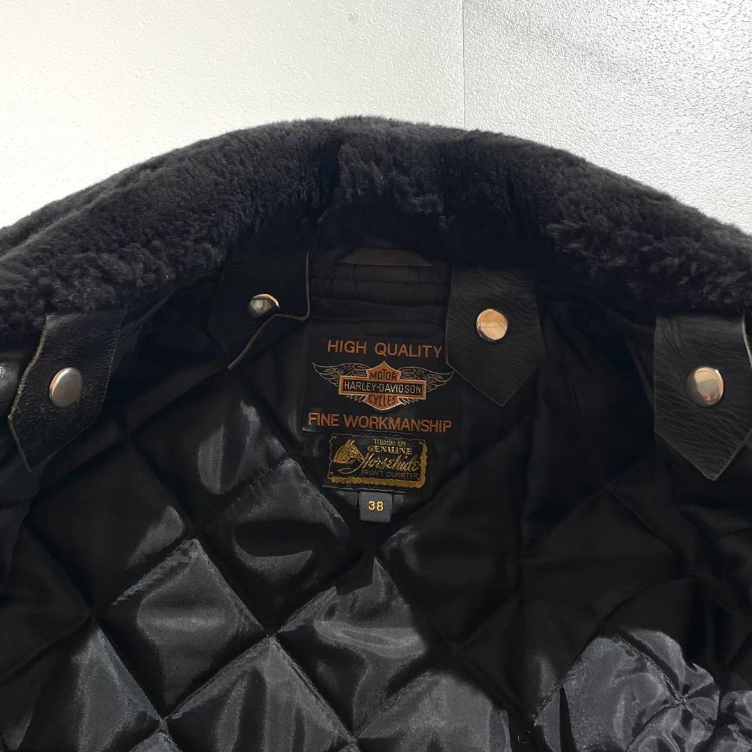 希少　旧リアルマッコイズ　xハーレーダビッドソン　肉厚ホースハイド　ムートン襟