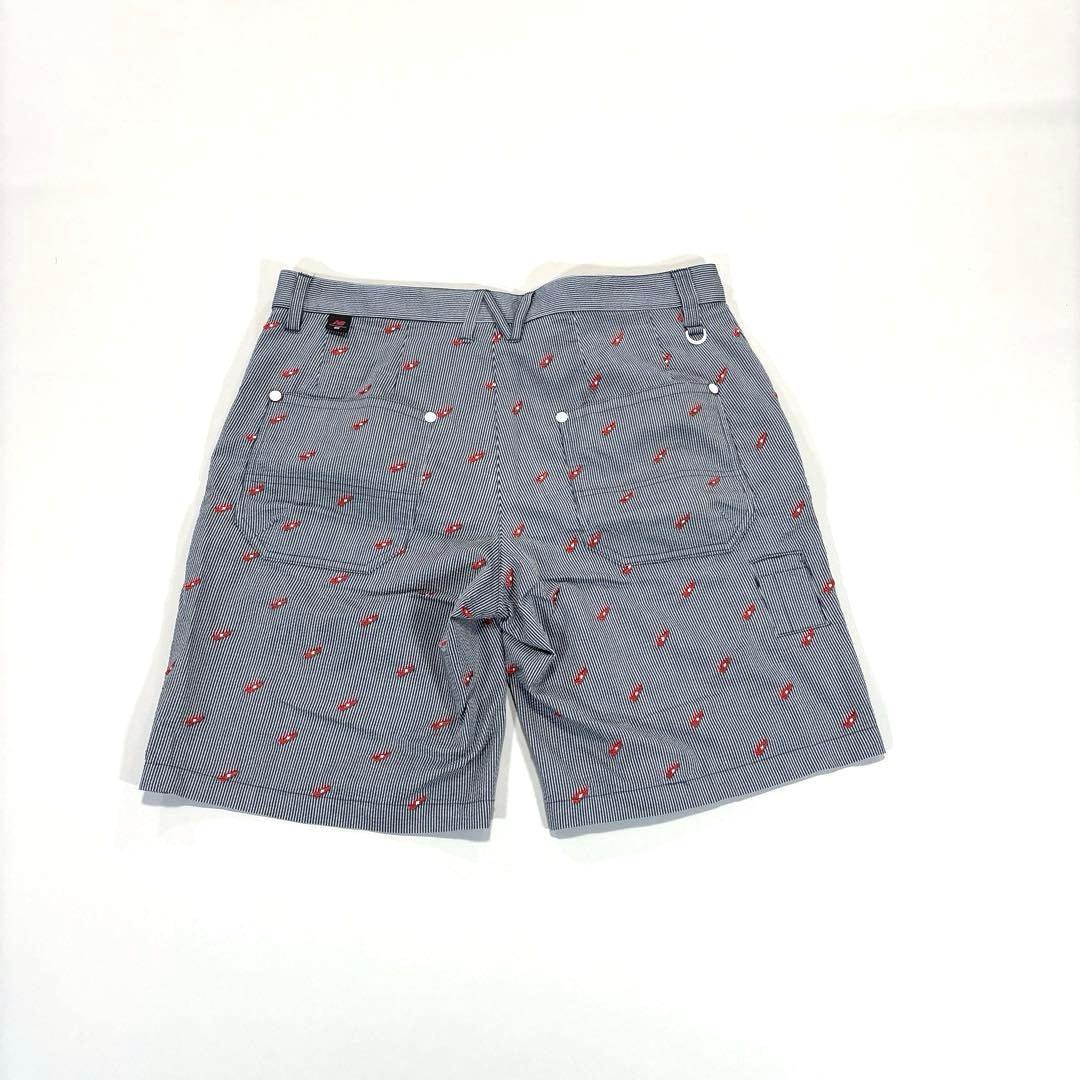 ニューバランスゴルフ　5/L ハーフパンツ　シアサッカー　ネイビー系　総柄