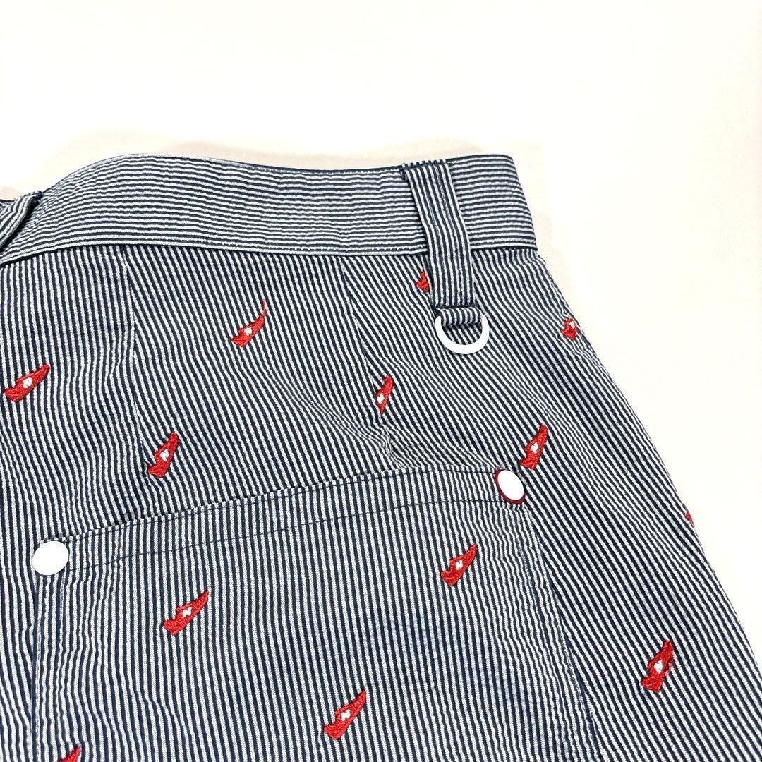 ニューバランスゴルフ　5/L ハーフパンツ　シアサッカー　ネイビー系　総柄