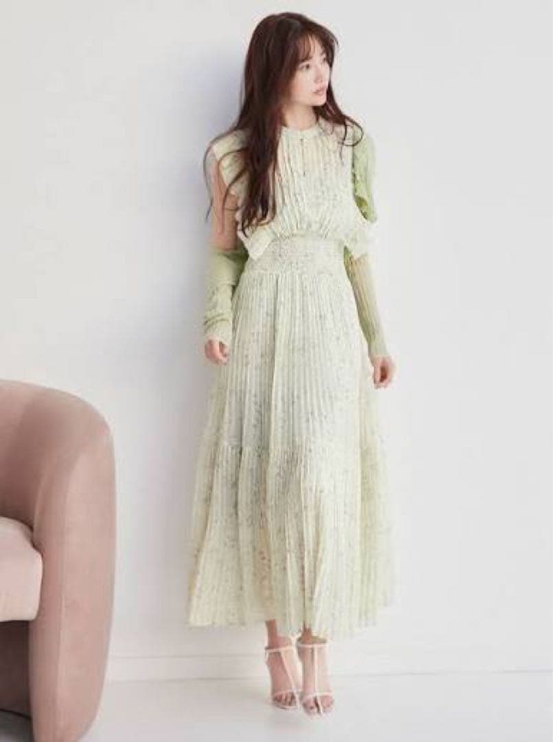 snidel Sustainableフリルワンピース ミントグリーン