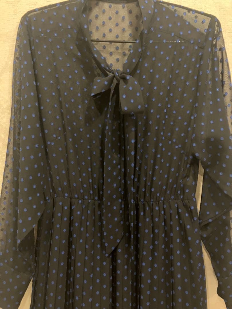 美品グレースコンチネンタル　Diagram ドットジャガードボウタイワンピース