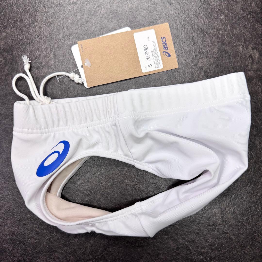 アシックス　女子陸上レーシングショーツ　S　ホワイト単色　ロイヤルブルーロゴ