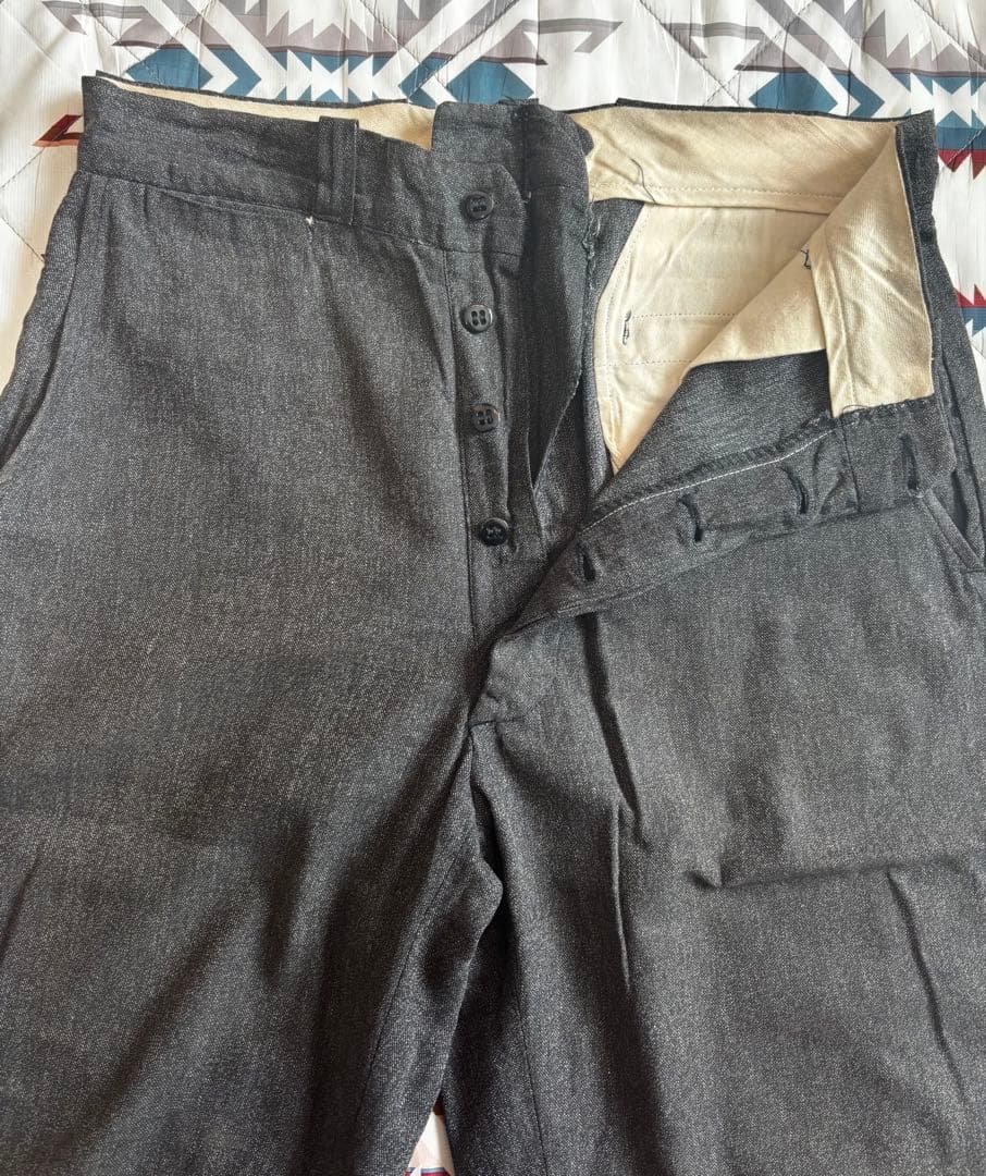 P*6様 40s 50s ブラックシャンブレー　パンツ USA製 ビンテージ ワ