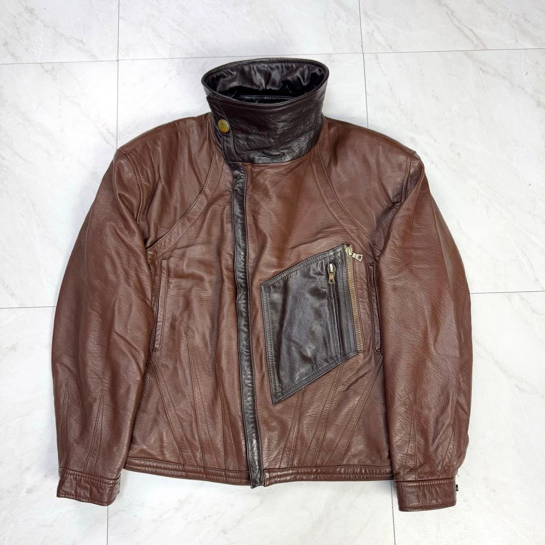 80s archive ジョルジオアルマーニ レザージャケット ブルゾン